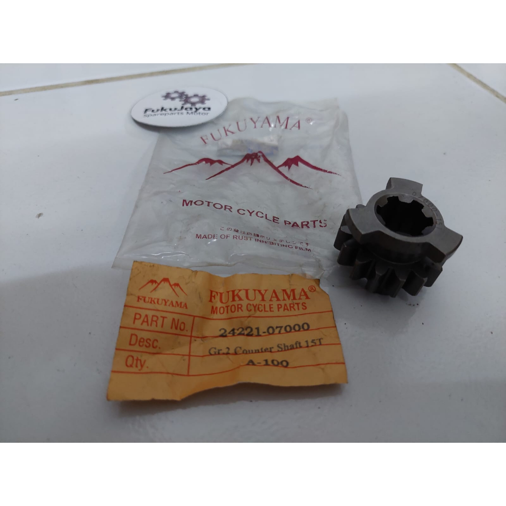 Fukuyama Gear Gir 2 Counter Shaft (CS) 15 T Suzuki A-100 A 100 - Fukujaya Sparepart Motor