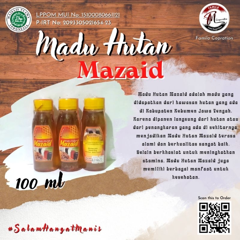 

MADU HUTAN MAZAID LEBAH MULTIFLORA KEMASAN 100 ML