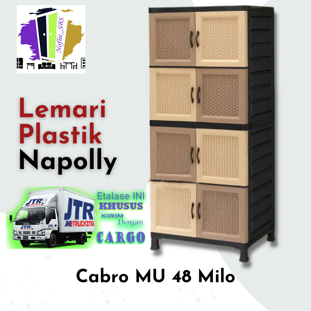 Lemari Plastik Napolly Susun 4 Cabro MU 48 MILO MOCCA [KHUSUS KIRIM CARGO] LEMARI MURAH SURABAYA