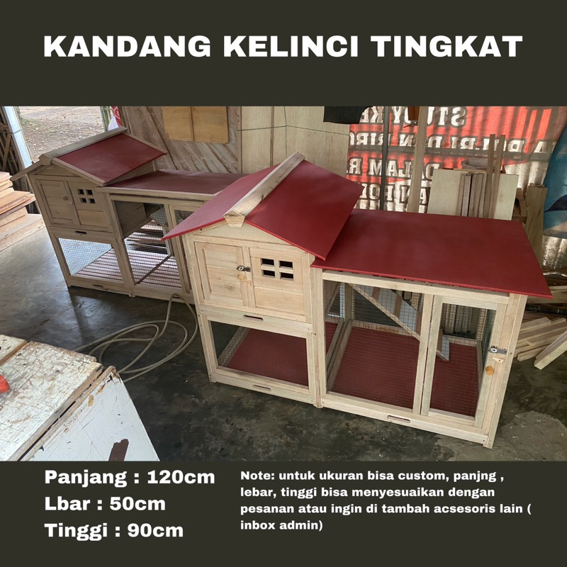 kandang kelinci 2 tingkat kayu
