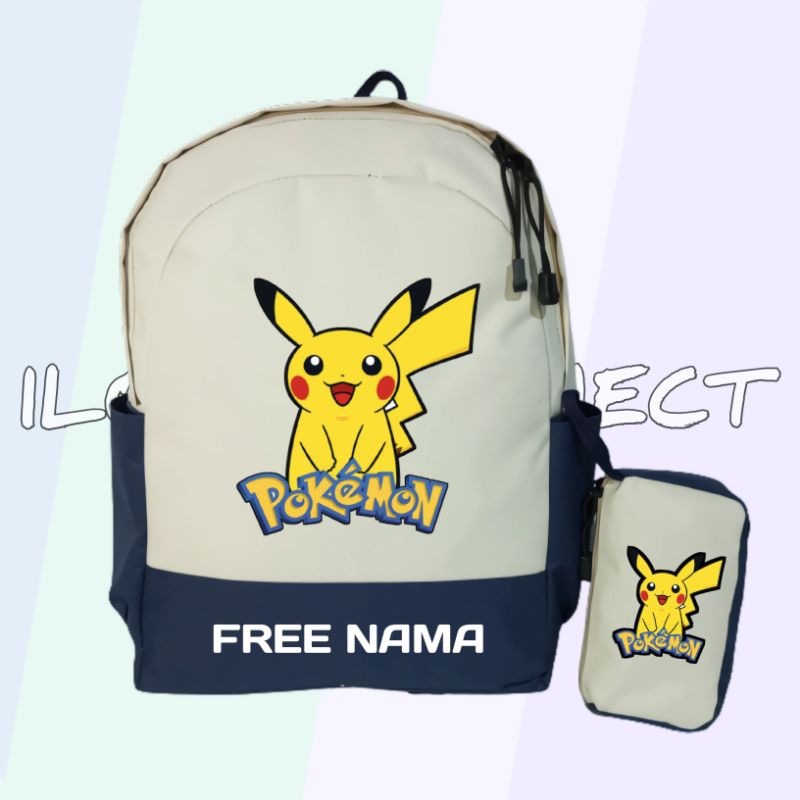 Tas Ransel Anak Sekolah Motif Pikachu Pokemon Go Unisex Untuk Tk Sd Free Cetak Nama