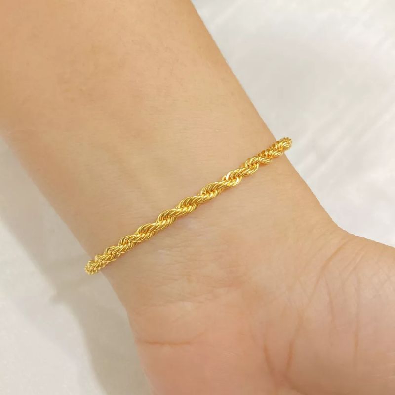 Gelang Wanita Model Tambang/Jurai Perhiasan Lapis Emas Gelang Tangan