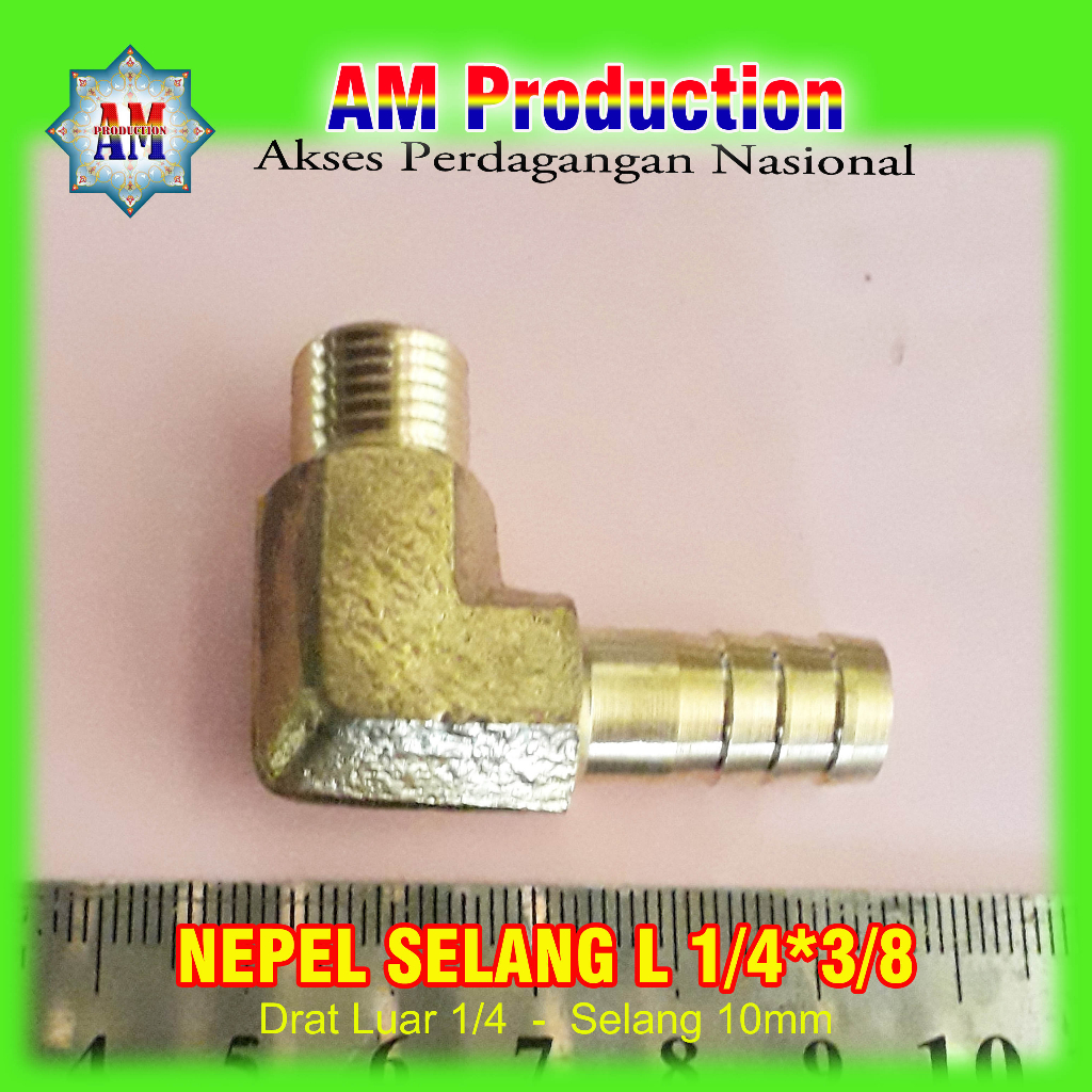 Nepel Selang L  ukuran 1/4x3/8 Perlengkapan Mesin