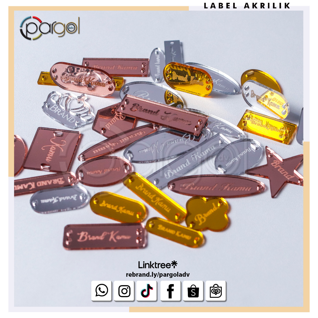 

Label Akrilik Custom - Cetak Nama/Logo - Untuk Brand Fashion, Distro,Kemasan Produk | PargolLabel