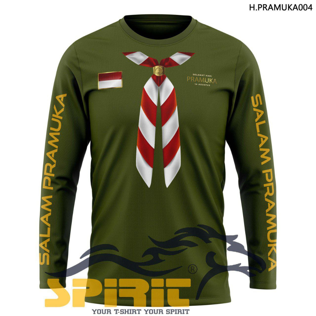 Bisa Custom Kaos Pramuka pembina Jumbo Lengan Panjang Pria Wanita Baju Hari Pramuka kaos salam pramu
