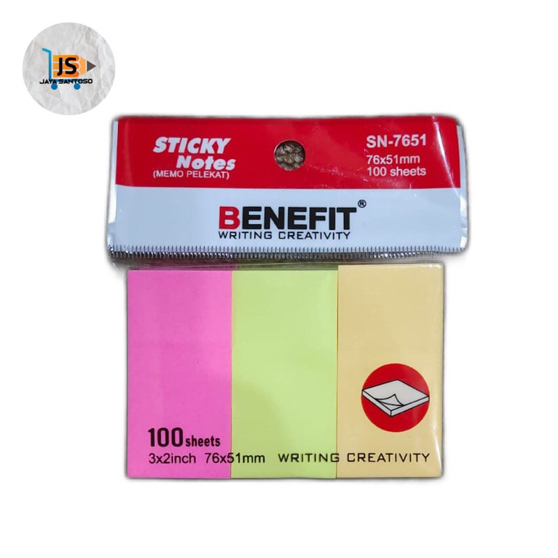 

Stick Note / Sticky note / Kertas memo tempel Benefit 3 warna