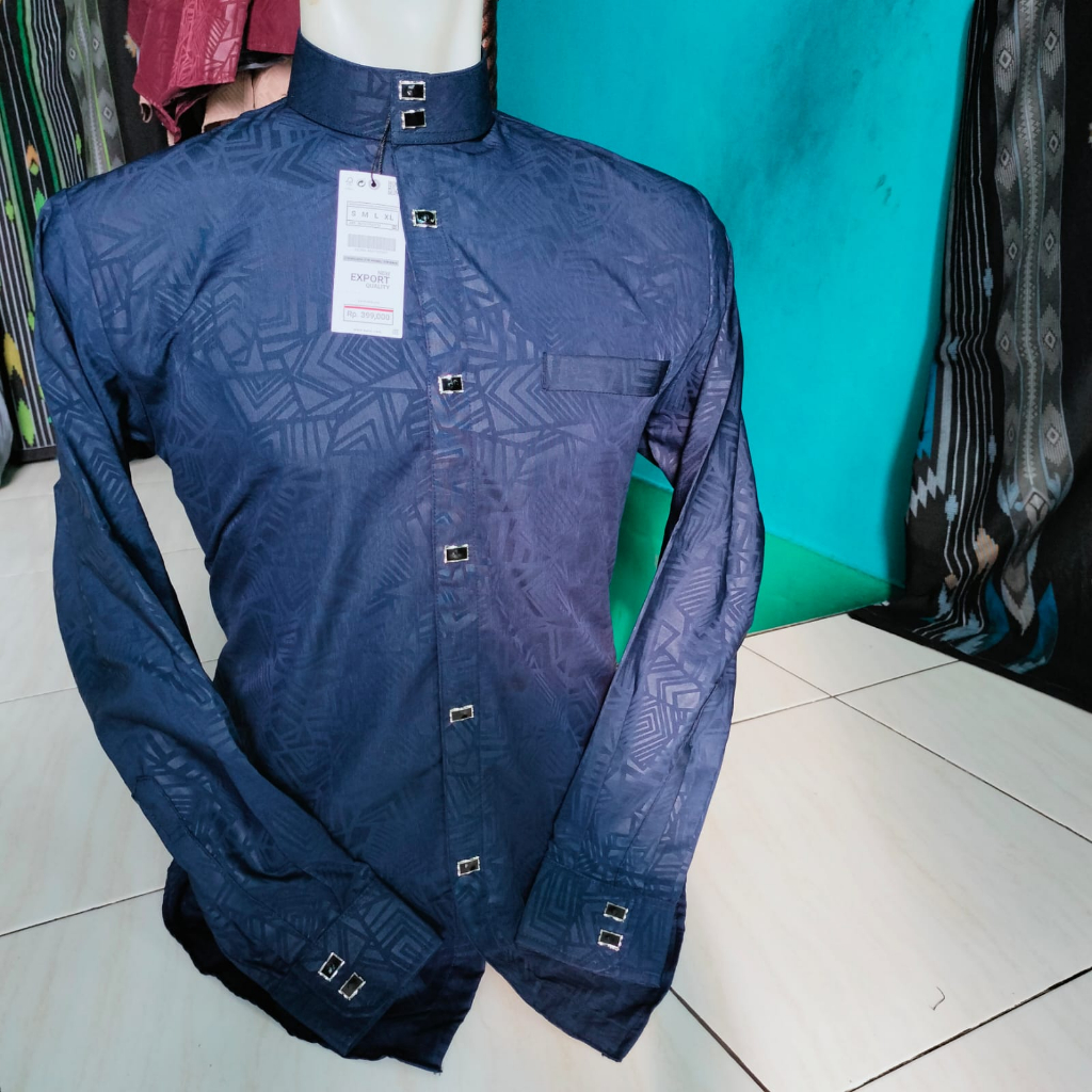 Baju koko muslim pria kemeja koko sultan embos motif terbaru 2024