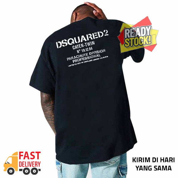 Dsquared2 Parachutes Division Tshirt Casual 100% Cotton Black T-SHIRT DISTRO