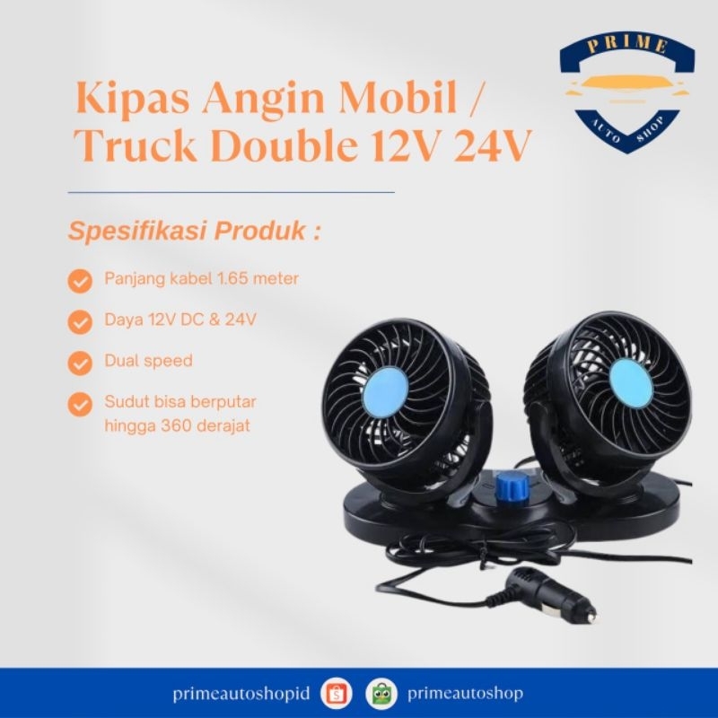 Kipas Angin Mobil Truk Bus Double / Kipas Angin Dobel Mobil Truk 12V 24V