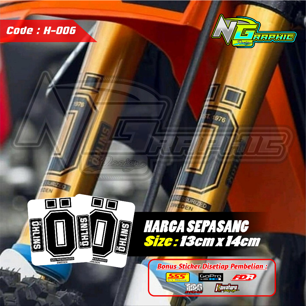 Stiker Transparan Cover Shok KLX, CRF, YZ, KX Ohlins Teleskopik USD Ohlins Pressurized Sticker Trans
