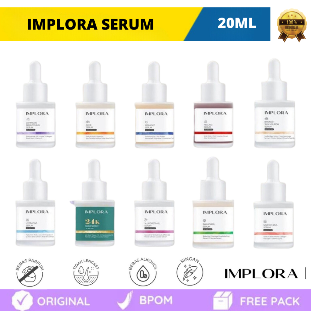 QUEENCOSMETICS - Serum Wajah Implora 20Ml | Implora Face Serum | Implora Serum Brightening Serum Waj