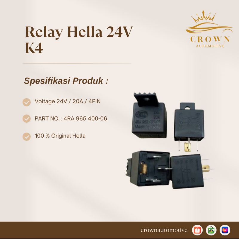 Relay Hella 24V Kaki 4 / Relay Hella Kaki 4 24V Original