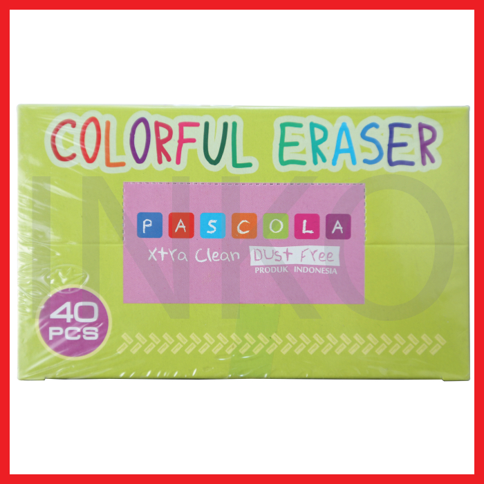 

PASCOLA COLORFUL ERASER PASCOLA XTRA CLEAN DUST FREEE 40 PCS