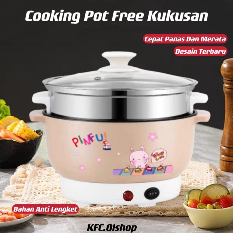 Panci Kapasitas Besar Listrik Multifungsi Free Kukusa/Steamer Stainless Lapis Keramik Teflon⭐KFC.Ols