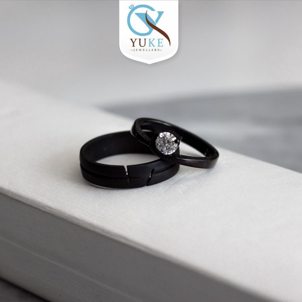 Cincin Kawin With Zircon Stone Finishing Black Cincin Hitam Cincin Couple YUKE JEWELERY