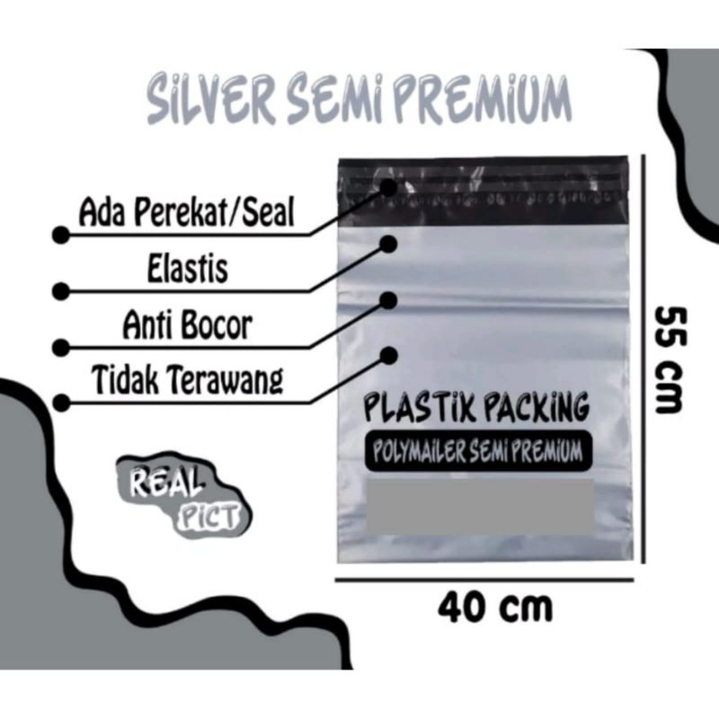 

Plastik Polymailer / Plastik Packing / Silver Semi Premium 40x45cm