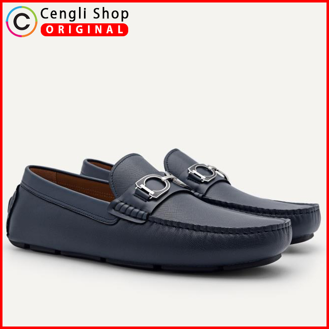 PM172 PEDRO SEPATU CASUAL SEMI FORMAL PRIA ORIGINAL KULIT ASLI BIRU NAVY BLUE