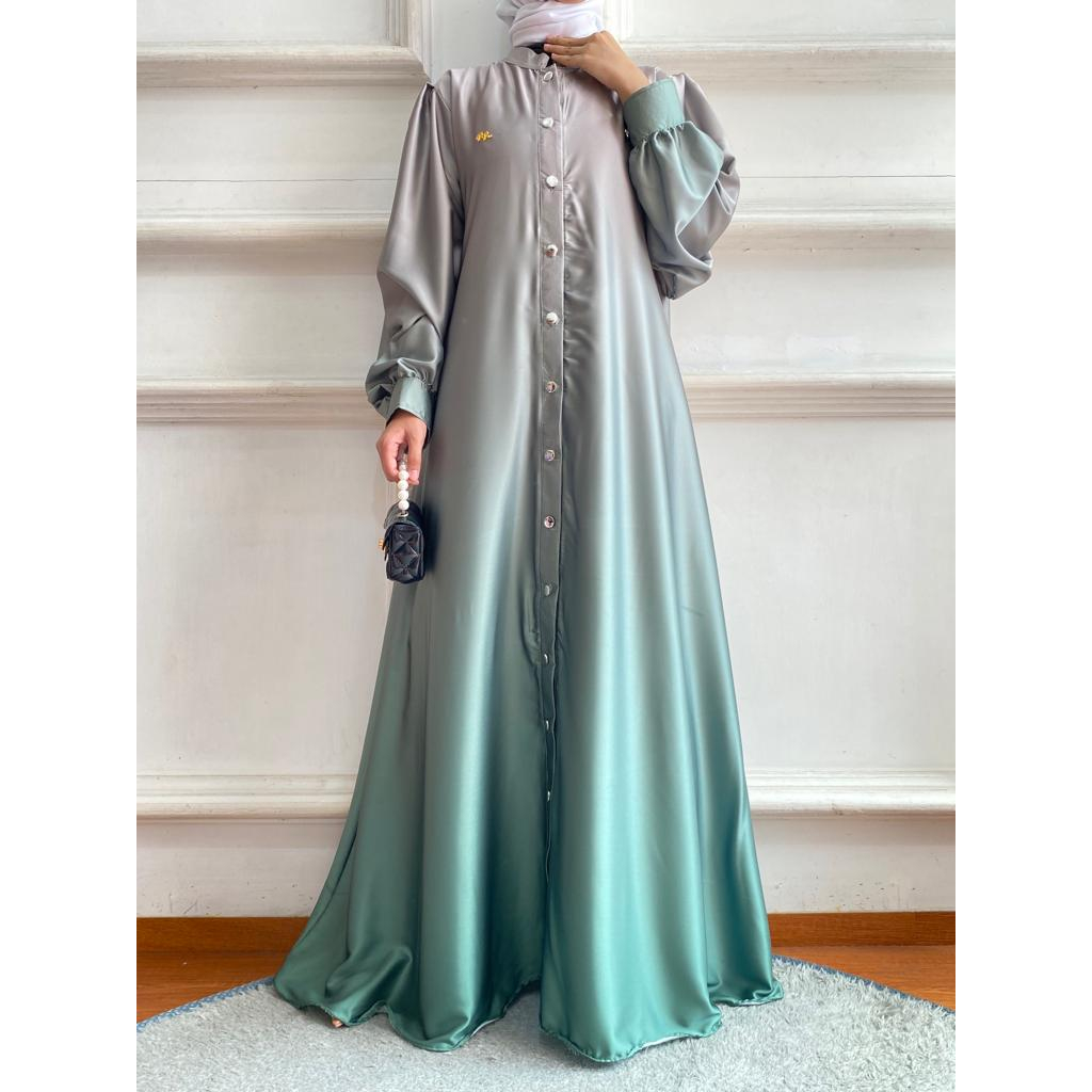 GAMIS GRADASI WARNA DRESS PESTA KONDANGAN ARMANY SILK PREMIUM LEBAR RAINBOW KLOK TERMURAH TERLARIS P