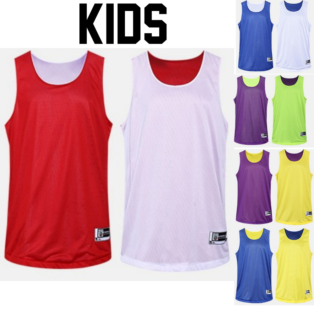 Atasan Jersey BASKET POLOS Anak - REVERSIBLE/Bolak-balik - Pria/wanita - Anak(Kids)