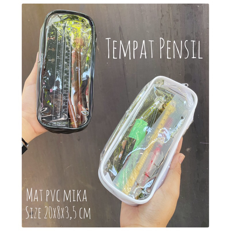 

Tempat Pensil Pencil Case Pouch Makeup Transparan Dusgrip Atk Peralatan Sekolah