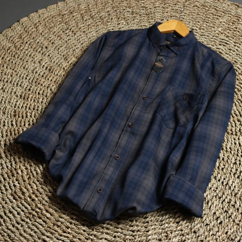KEMEJA FLANEL LENGAN PANJANG HEM PRIA WANITA F107