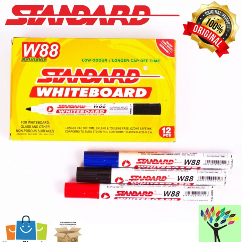 

Spidol Whiteboard Standard W88 - Hitam / Biru / Merah Per Pack isi 12