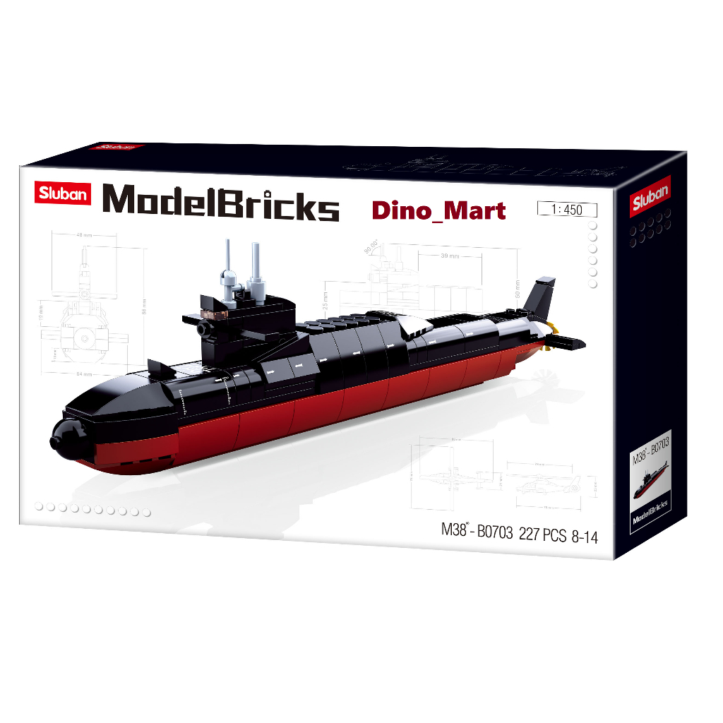 Sluban Brick Kapal Selam Perang - Strategic Submarine M38-B0703 - Dino_Mart