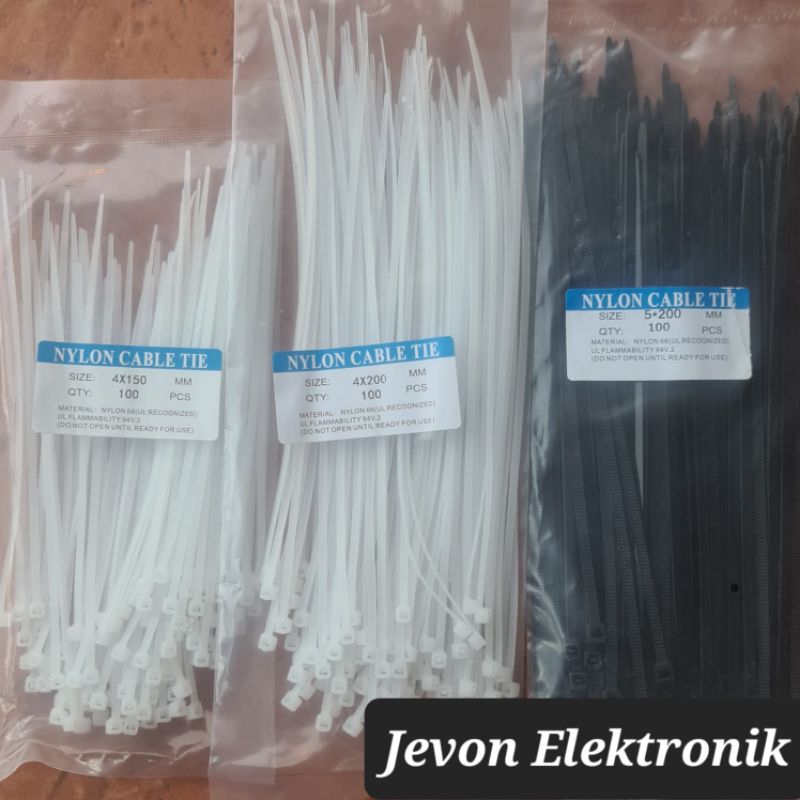 

Kabel Tis 4x150 4x200 5x200 mm Putih Hitam Nylon Cable Tie Ties 4 5 x 150 200