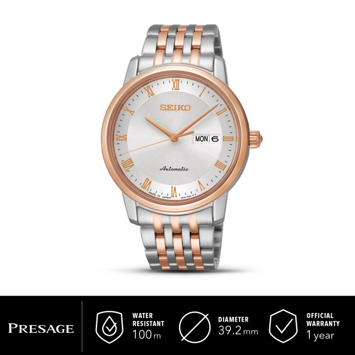 Jam Tangan Seiko SRP696J1 Presage Automatic Silver Rose Gold
