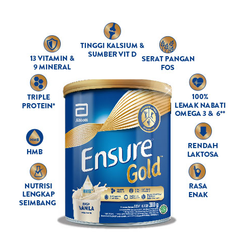 

susu dewasa ensure GOLD coklat dan vanila 850 gr