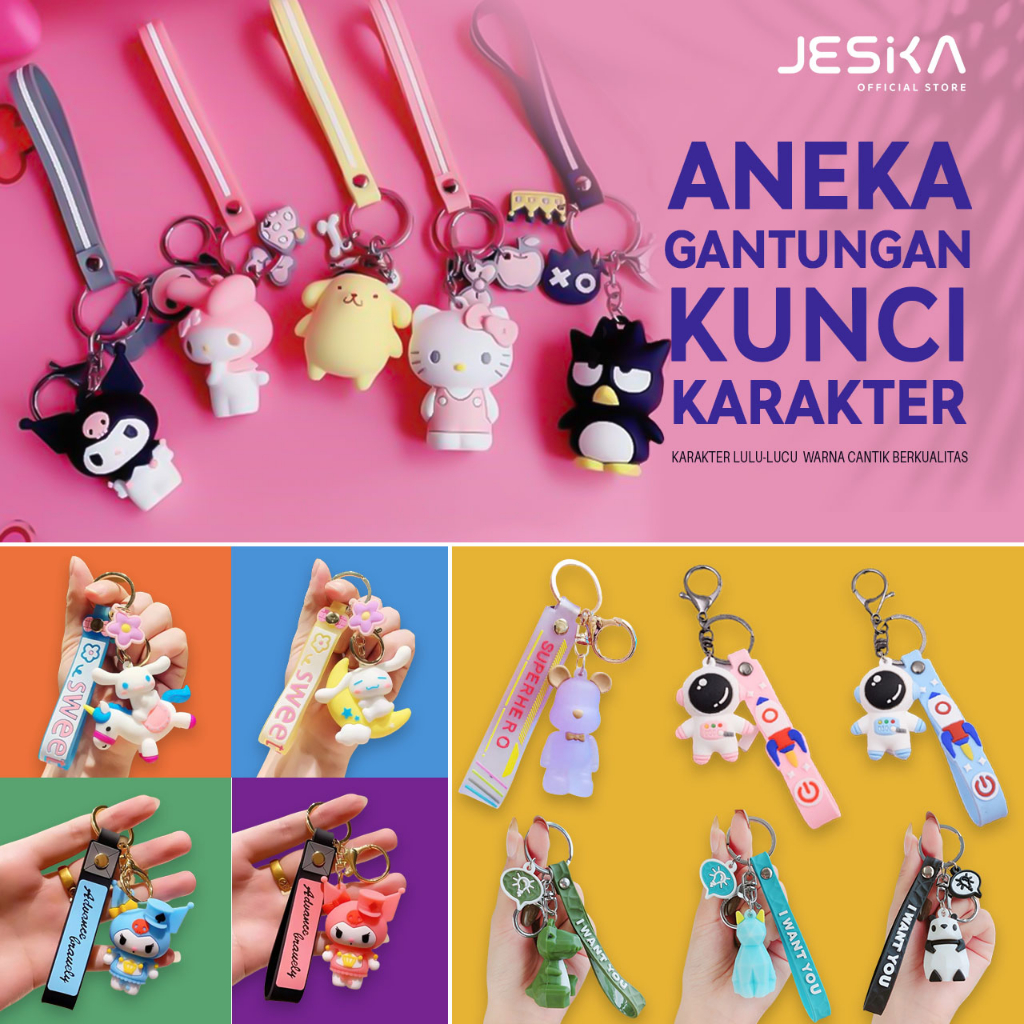 Gantungan kunci karakter kuromi bad badtz maru cinmamoroll pom purin keroppi hello kitty bear lucu i
