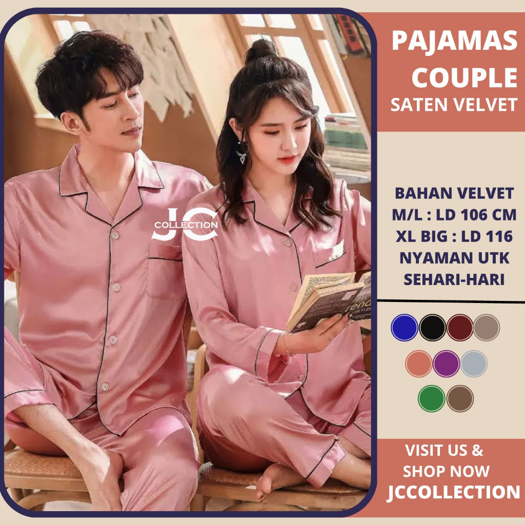 BestPromo Hot Deals Baju Tidur Couple Pasangan Murah / Piyama Couple Pasangan / Piyama Satin Couple