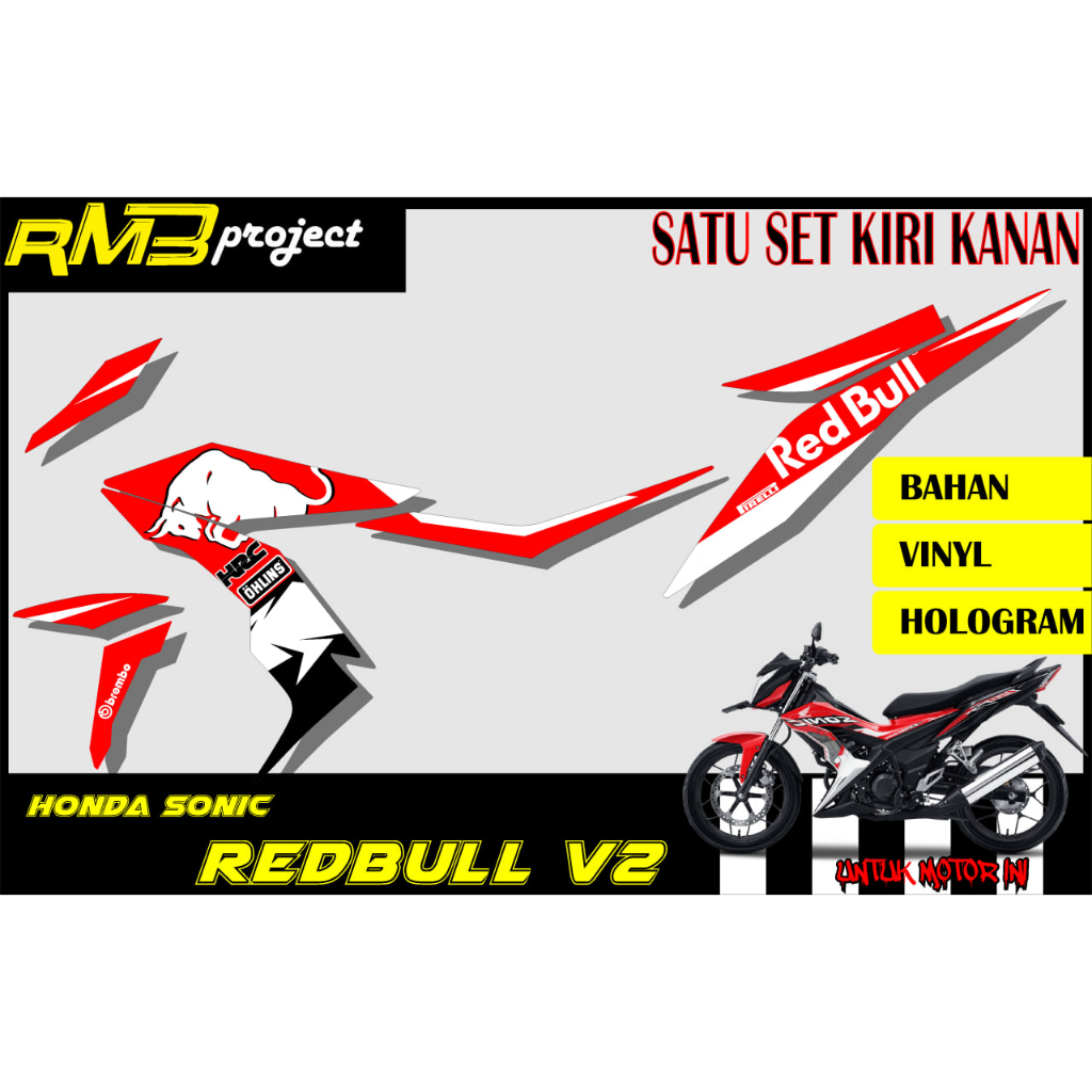 Stiker striping Honda Sonic Redbull v2