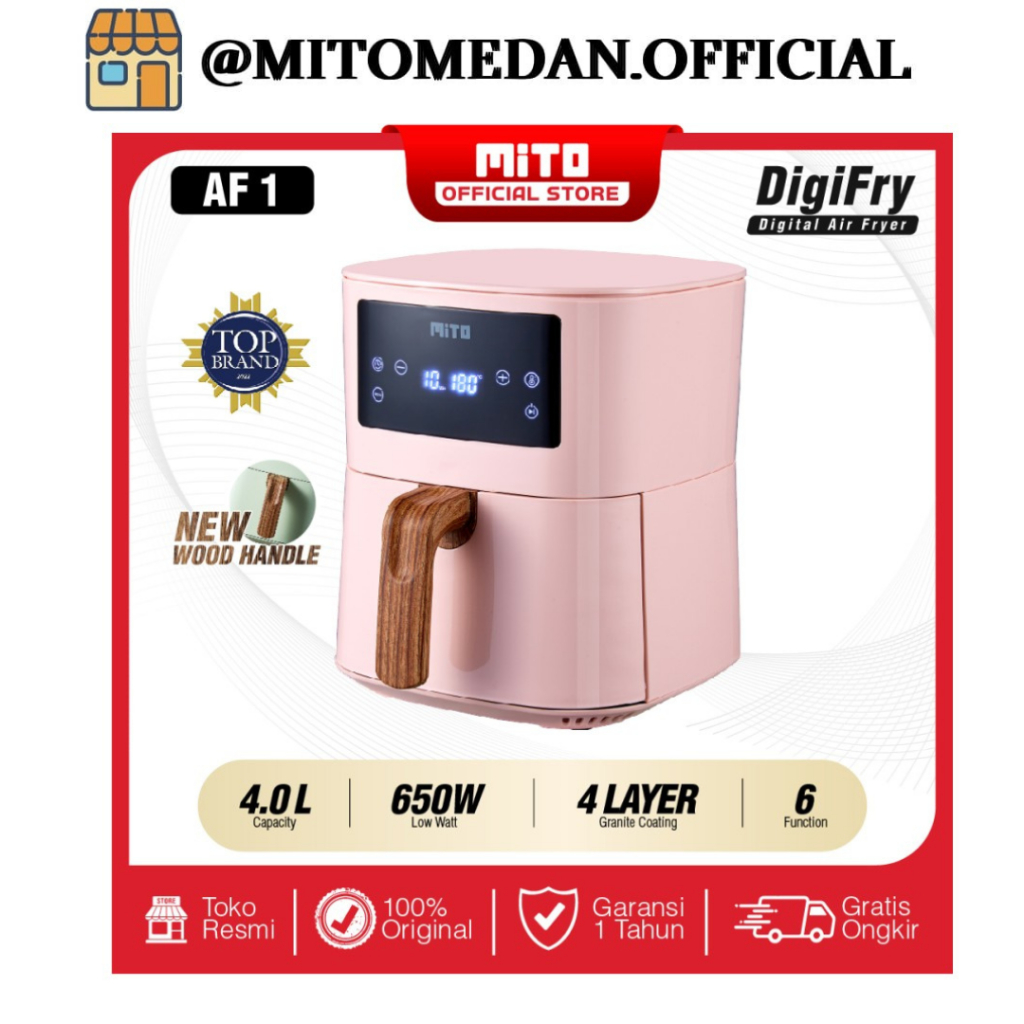 MITO MEDAN - - MITO Digital Air Fryer AF1 V2 4L NEW WOOD SERIES