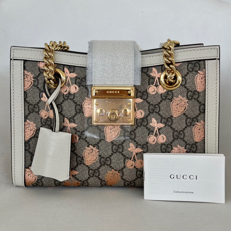 Tas Wanita Gucci Padlock GG Supreme Small White Tote Bag