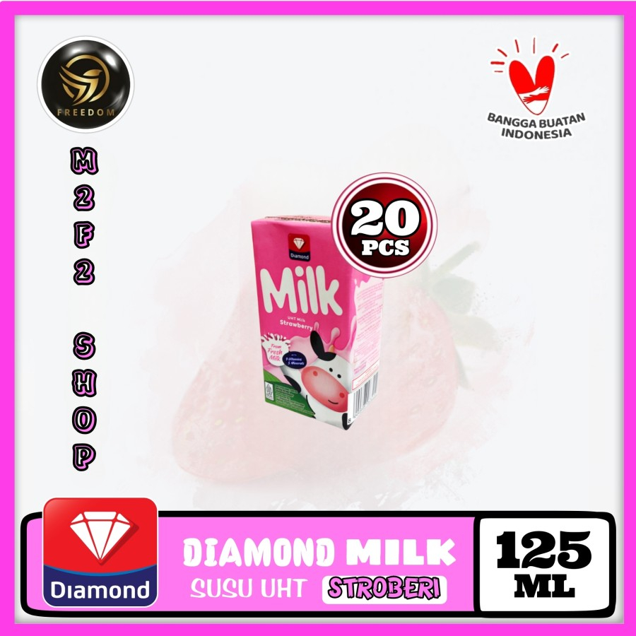 

DIAMOND MIlk Susu Kotak UHT Strawberry | Stroberi - 125 ml (Kemaasan 20 Pcs)