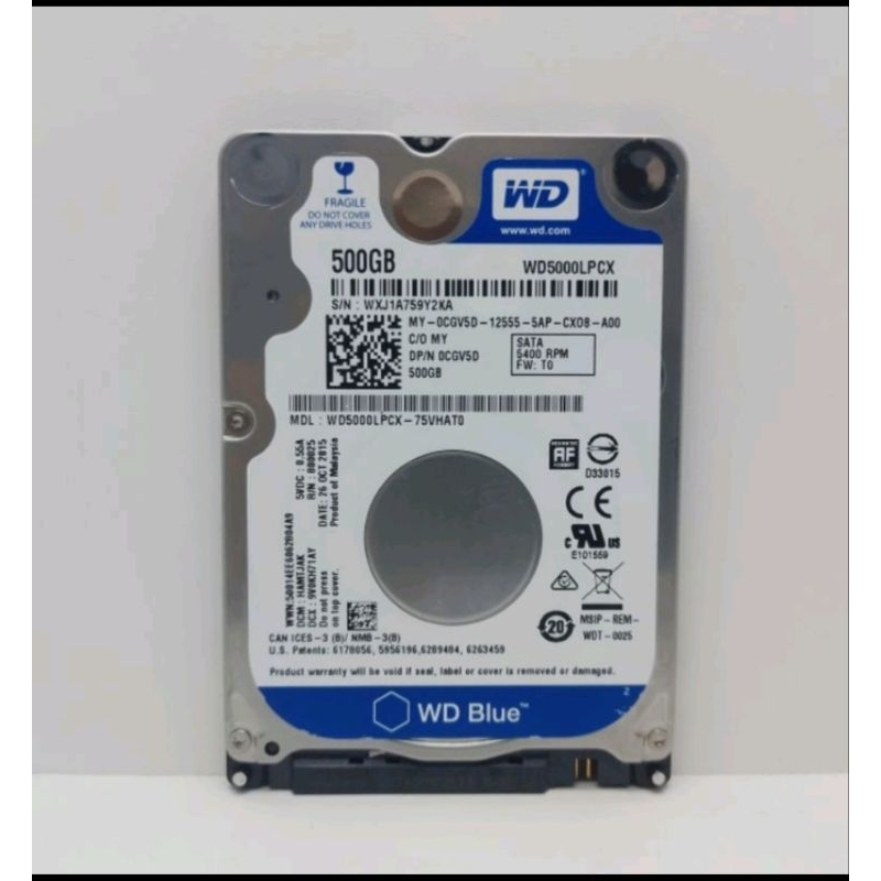 Hardisk Laptop wd blue 500GB/1TB Sata 2,5" Slim. For Netbook/cctv/ps. Promo HDD Internal Laptop.