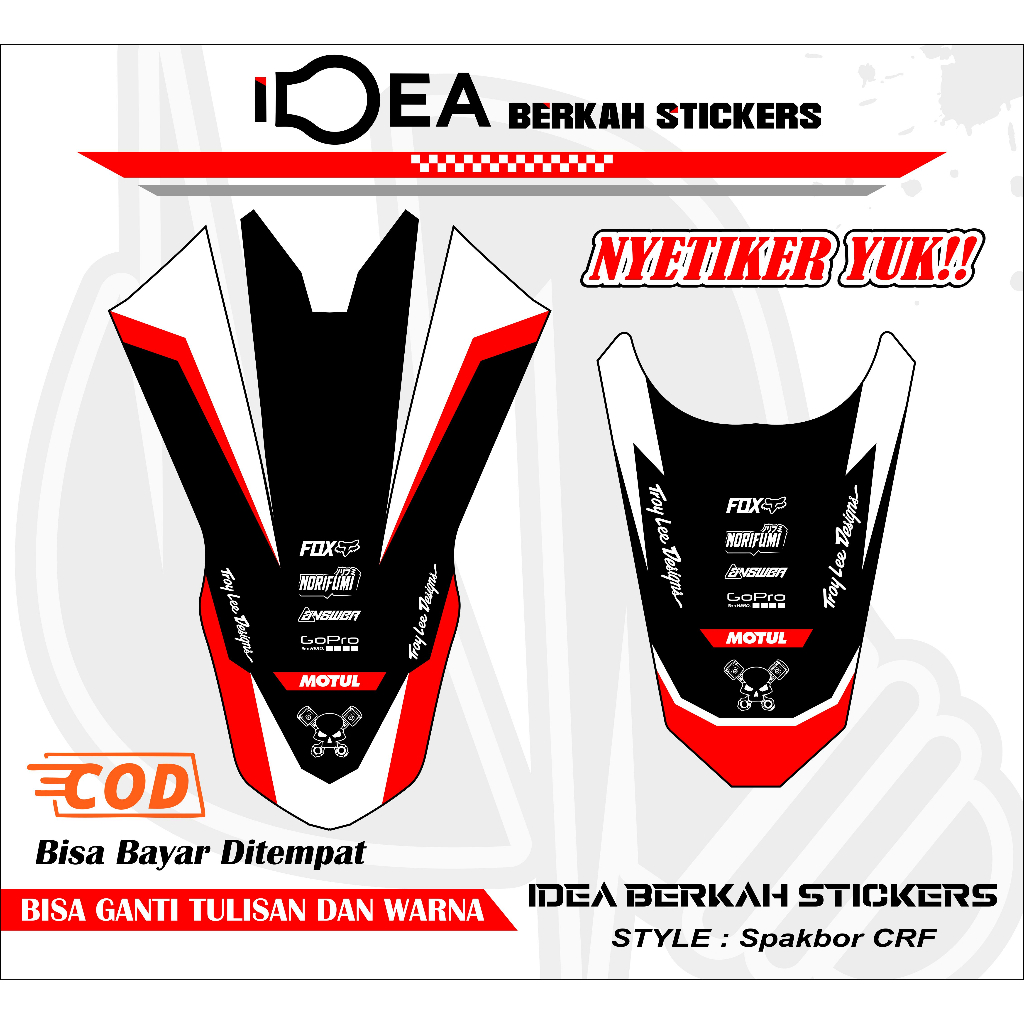 Decal Sticker Spakbor Depan Belakang CRF 150L Desain variasi