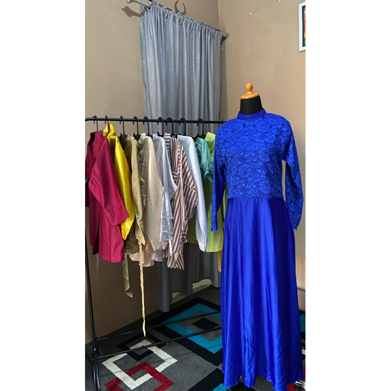 Baru Dres pesta biru elektrik