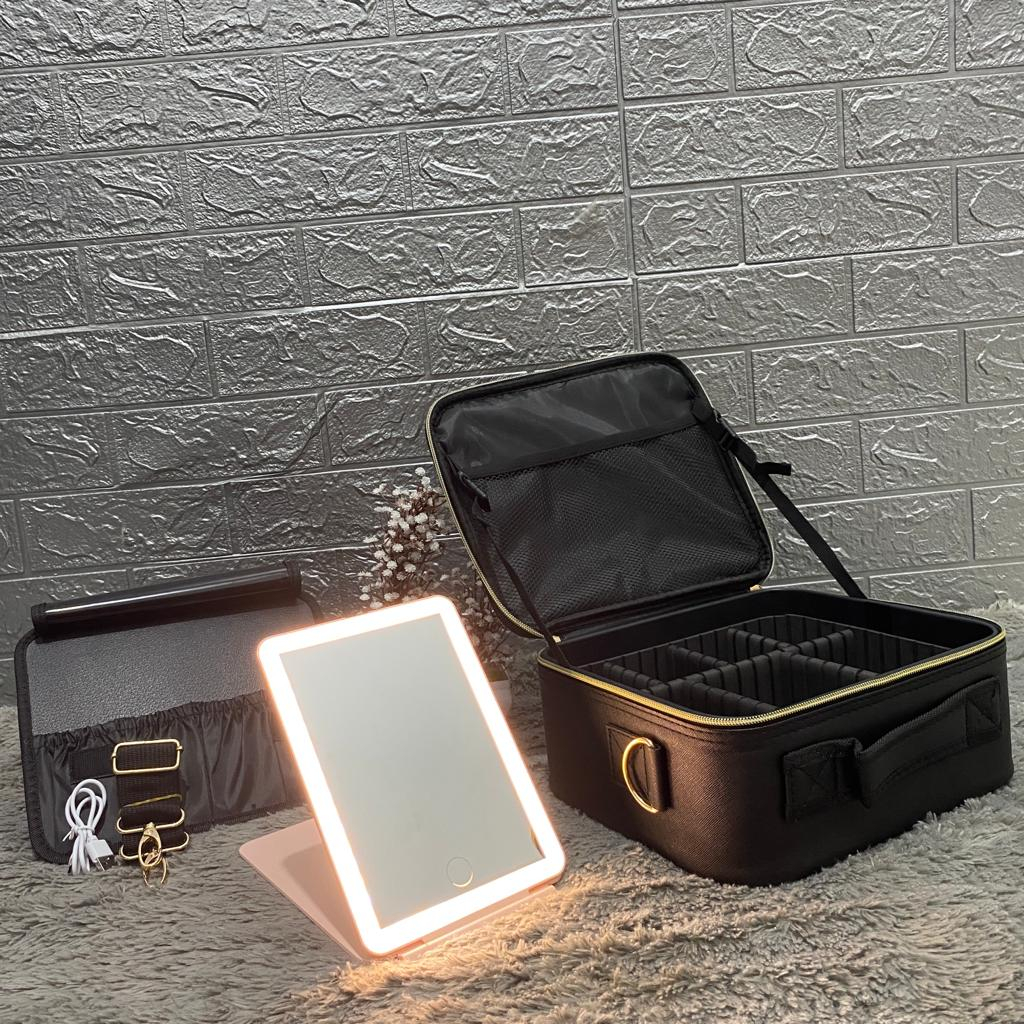 Tas Kosmetik Cermin Lampu LED Tas Make up LED Tas Makeup LED Tas Cermin