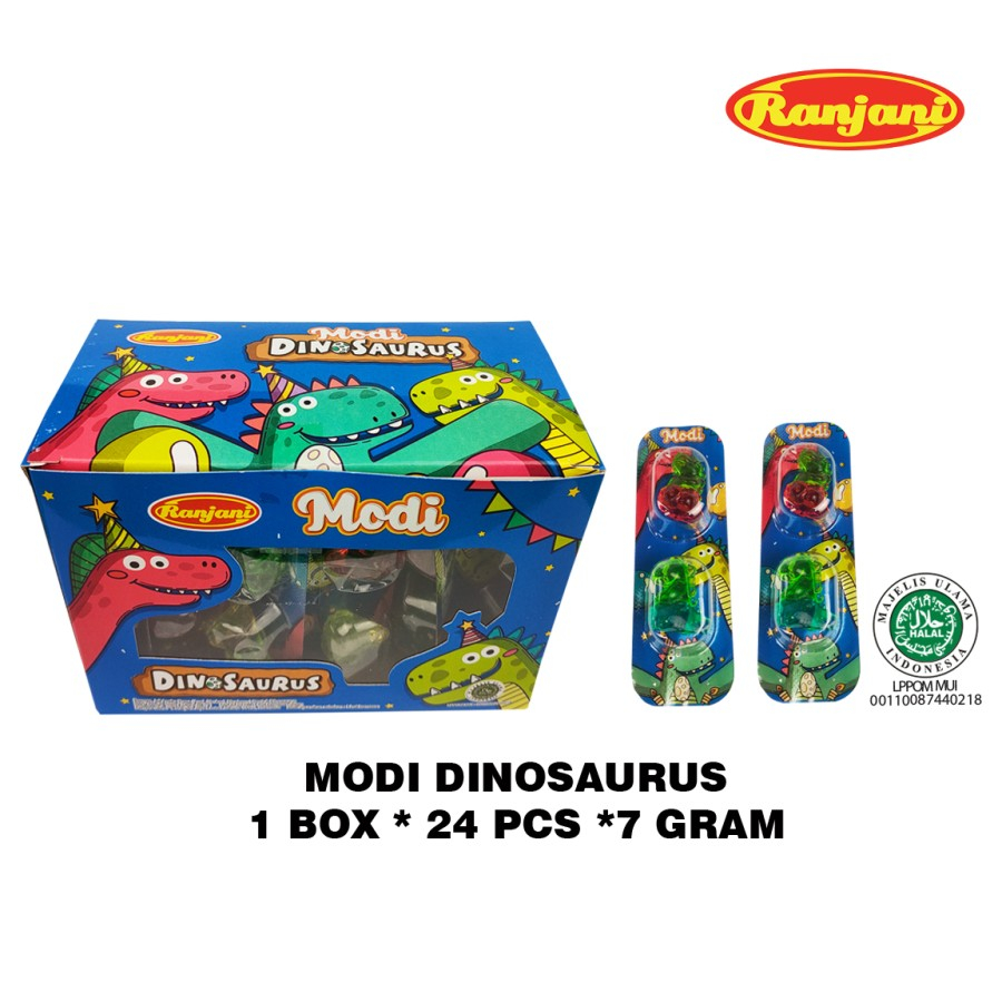 

PERMEN GUMMY RANJANI MODI DINOSAURUS ANEKA RASA BUAH 1 BOX ISI 24 PCS