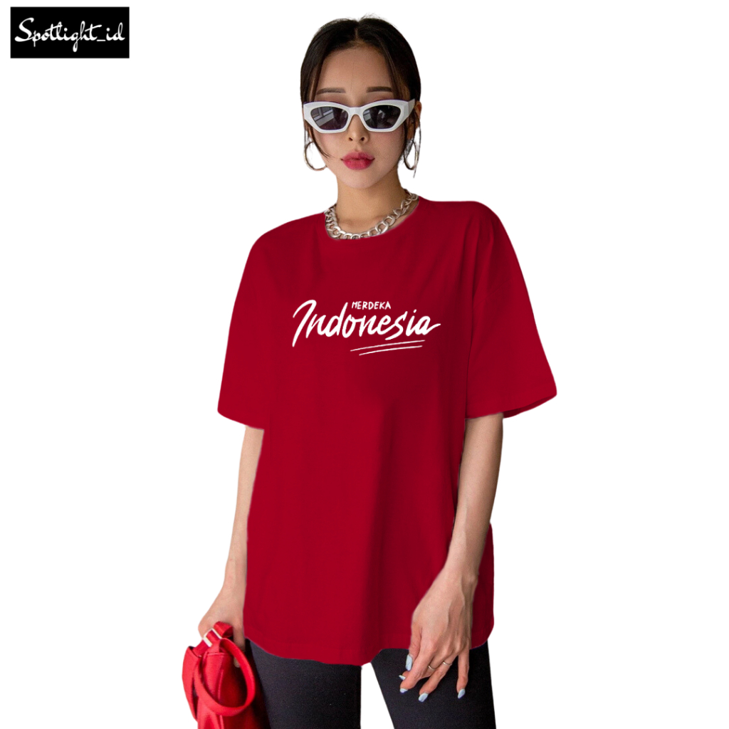 SPOTLIGHT_ID - BAJU KAOS WANITA MERDEKA INDONESIA HUT RI KATUN COMBED PREMIUM , T SHIRT WANITA PRIA 