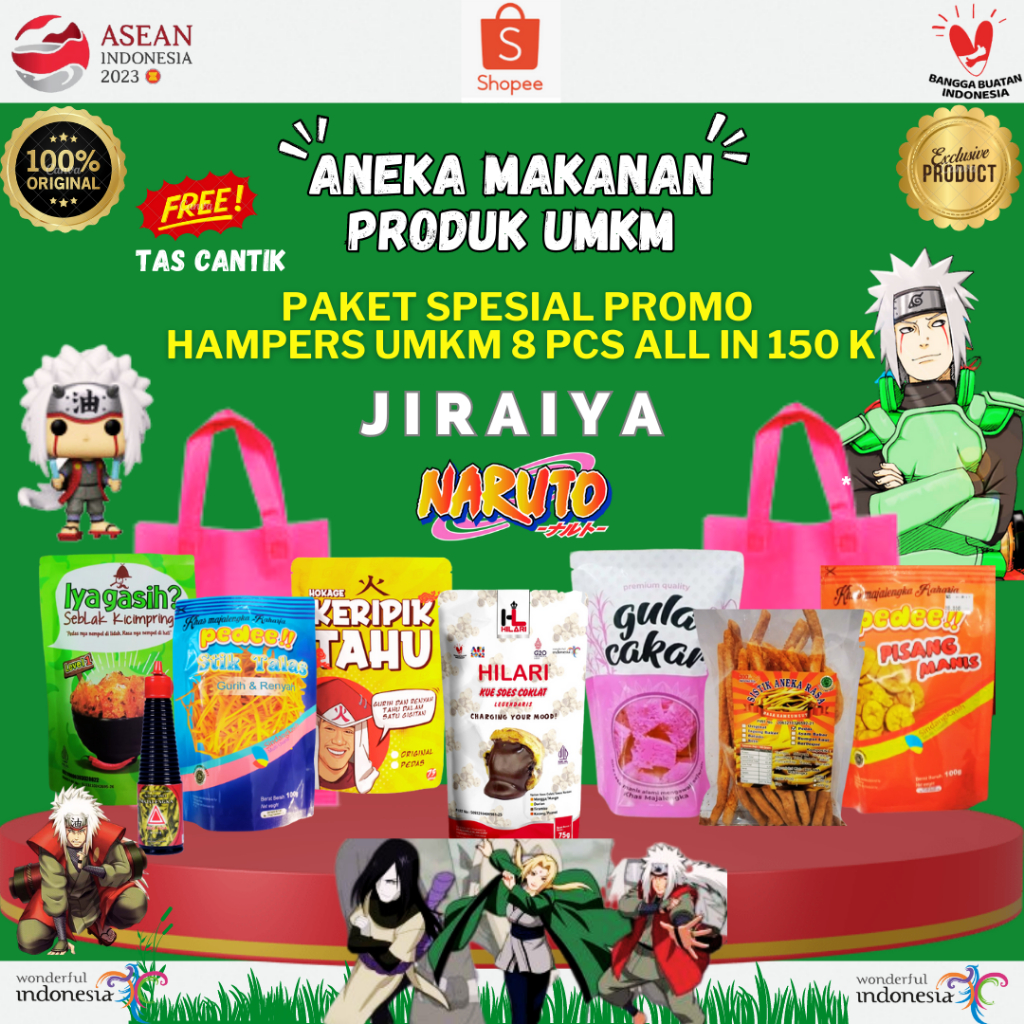 

PAKET 30 MAKANAN SPESIAL PROMO HAMPERS UMKM ALL IN 150 K FREE TAS CANTIK