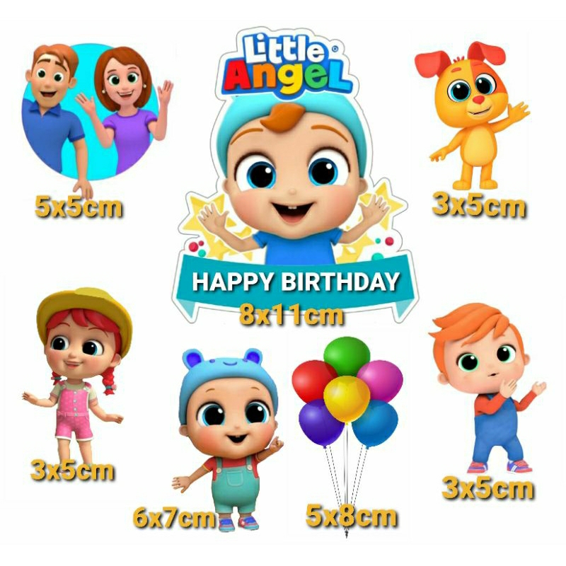 Topper Cake/Cupcake Tambah Nama, Hiasan Kue Ulang Tahun, Motif Little Angel