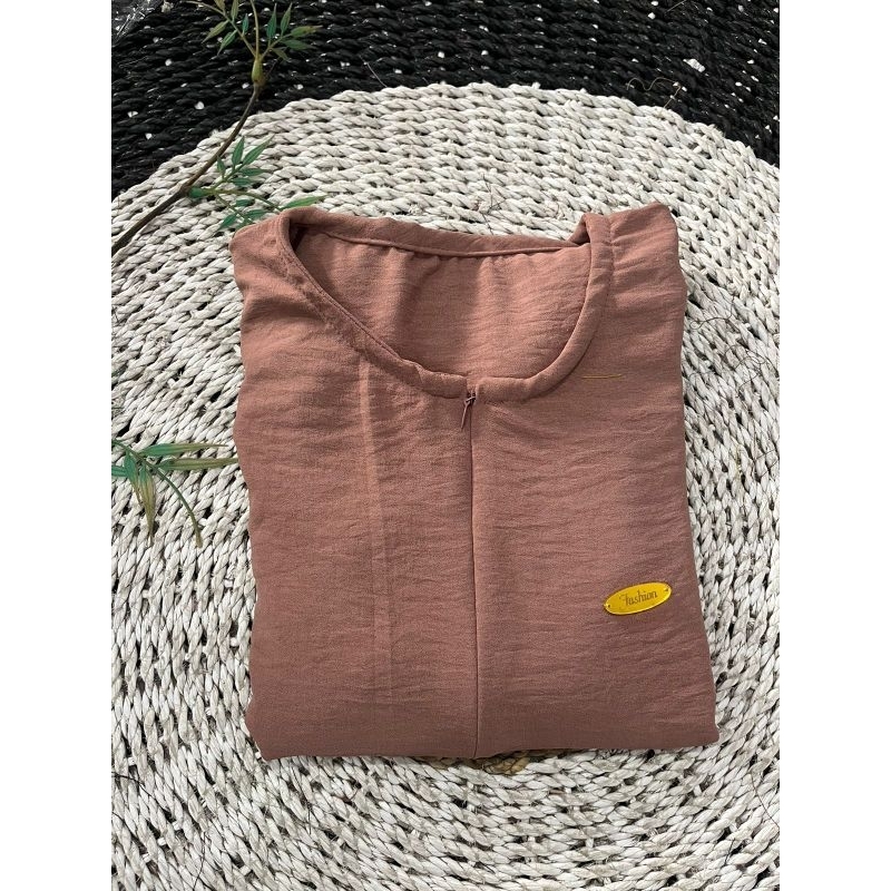 [BEST SELLER] Daily Polos Long Busui | Gamis Simple Abaya-Rose gold