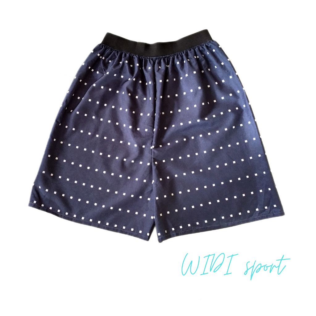 WIDI Sport - Celana Pendek Pria Wanita Boxer Katun Adem Motif Blue Stones