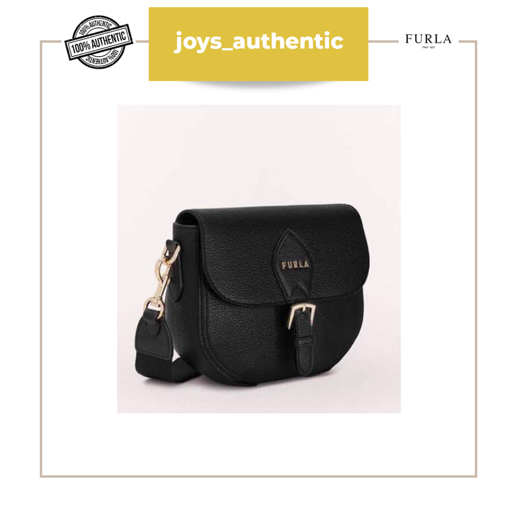 Tas wanita Furla urania mini crossbody leather nero hitam black woman bag authentic original