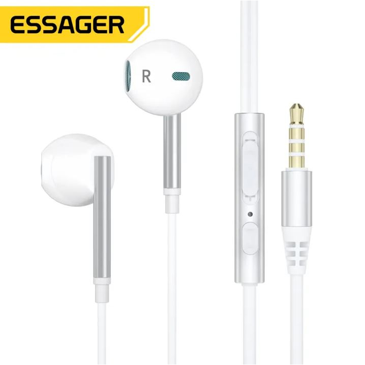 Essager M15 Kabel Earphone Headset In-Ear Jack 3.5mm Audio With Mic Call Untuk Laptop Samsung Asus i
