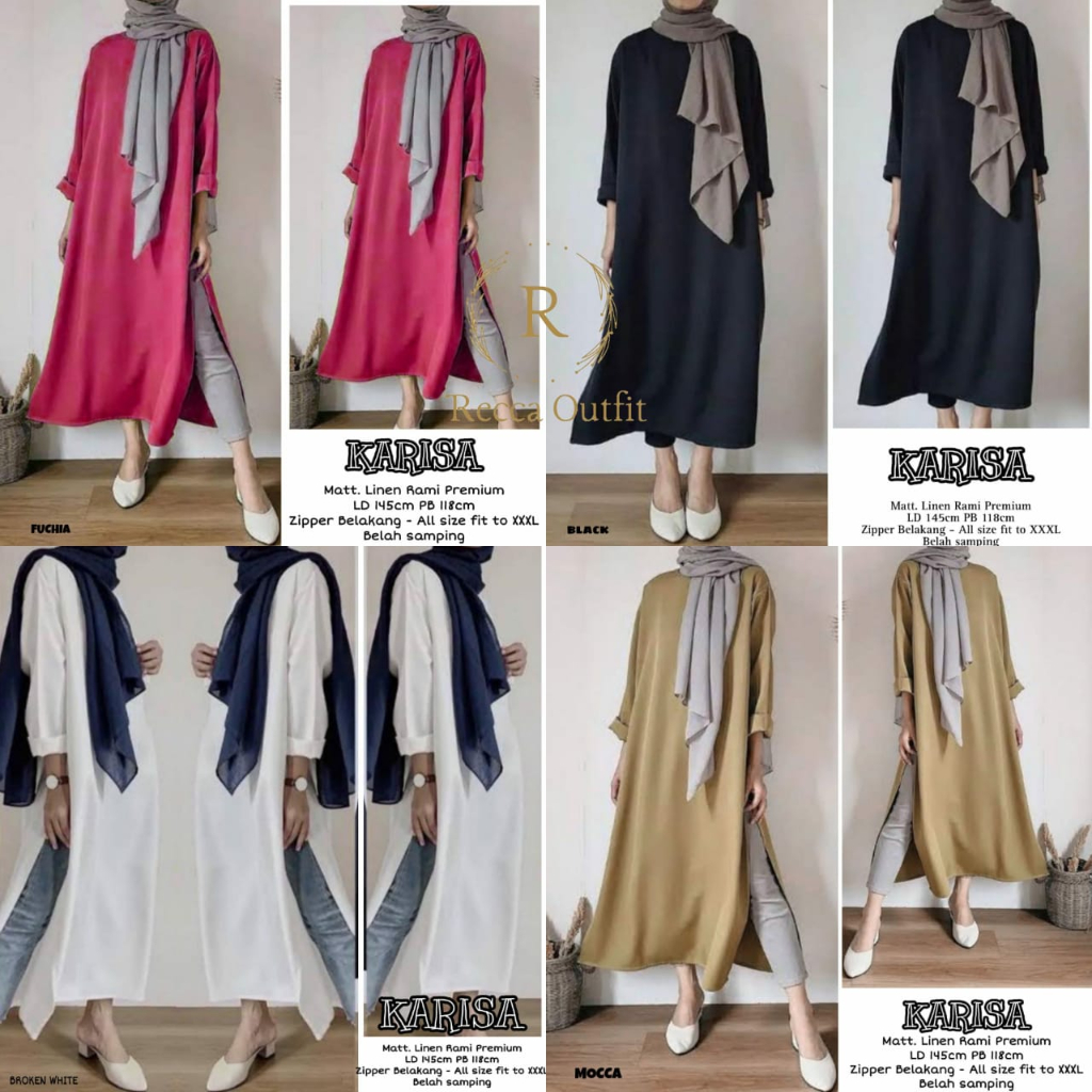 Karisa Midi Dress Suju Super Jumbo 7XL Ld 145 Long Tunik Panjang Polos Terbaru