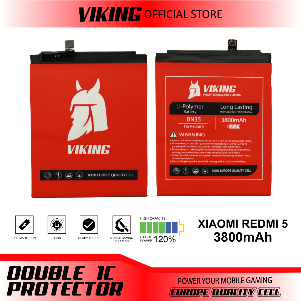 VIKING Baterai Xiaomi Redmi 5 BN35 Double Power